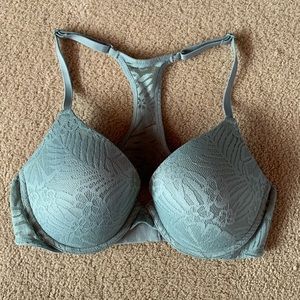 Victoria’s Secret PINK Seafoam Green Lace Push Up Racerback Bra, 32D